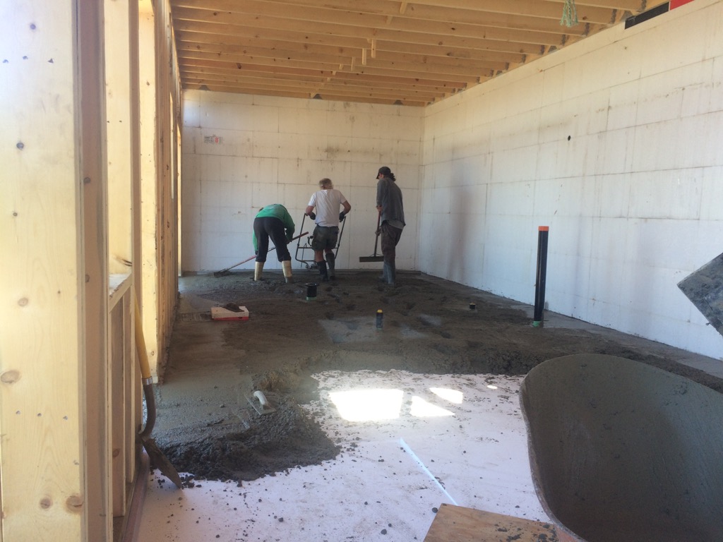 pouring concrete